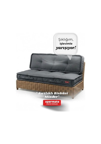2'li Yer Minderi 60x120x14 Cm Palet Minderi, Bahçe Minderi, Oturma Minderi, Balkon Takımı Minderi Antrasit Diğer