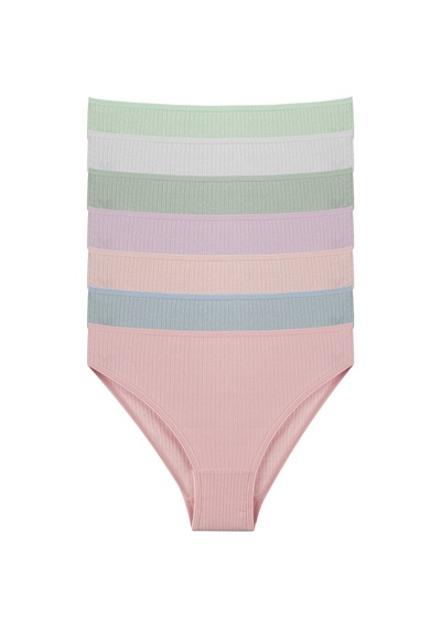 Nicoletta Kadın Külot 7 Li Paket Likralı Pamuklu Fitilli Kaşkorse Pembe 713156 R16 Pembe