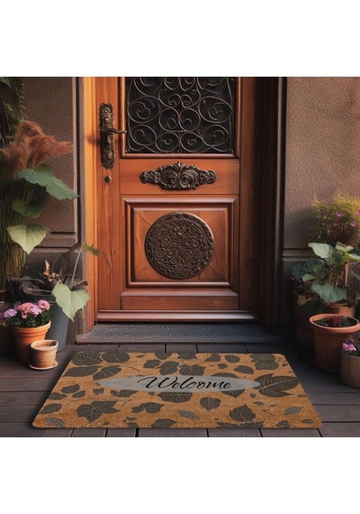 Valerine Life Ceviz Yaprakları Welcome Kapı Önü Paspası 45x70cm