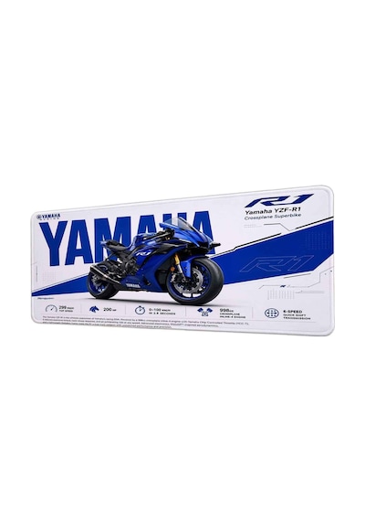 Yamaha R1 40x90 Cm Oyuncu Mousepad Kaymaz Taban Büyük Boy Mousepad Beyaz
