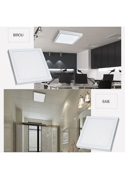 24 Watt Çok Kaliteli Sıva Üstü 6500 Kelvin Beyaz Işık Led Tavan Armatürü, Metal Kasa 28 X 28 Cm Beyaz