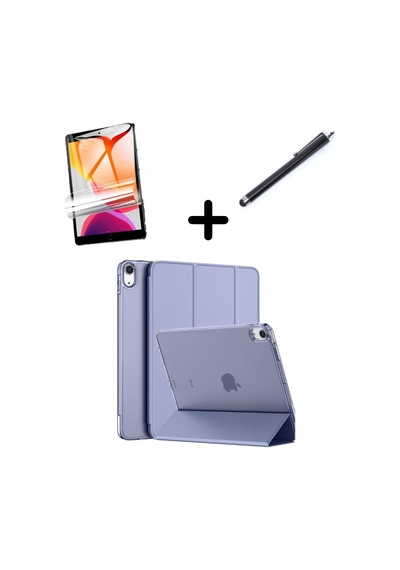 Apple Uyumlu iPad 10. Nesil 10.9 Kılıf Set Pu Deri Smart Tablet Kilifi Ekran Koruyucu + Kalem