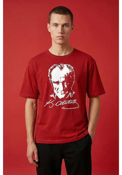 Tommy Life Kırmızı Ay Yıldız Baskılı Unisex T-shirt - 88510 KIrmızı