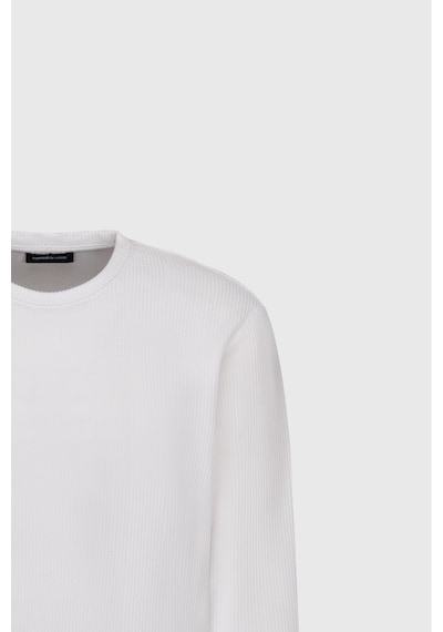 AC&Co / Altınyıldız Classics  Erkek Ekru Pamuklu Slim Fit Dar Kesim Bisiklet Yaka Jakarlı Esnek Tişört Ekru