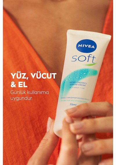 Soft Nemlendirici Bakım Kremi 75 Ml, Jojoba Yağı, E Vitamini, El Yüz Vücut, Yumuşak Cilt Hissi