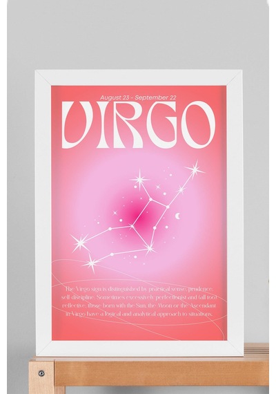 Virgo Başak Burcu Çerçeveli Tablo Aura Enerji Renkleri Astrolojik Takım Yıldızı Sembolü