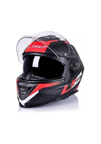 Ls2 Storm 2 Nerve Kırmızı Kapalı Motosiklet Kaskı Siyah - Kırmızı