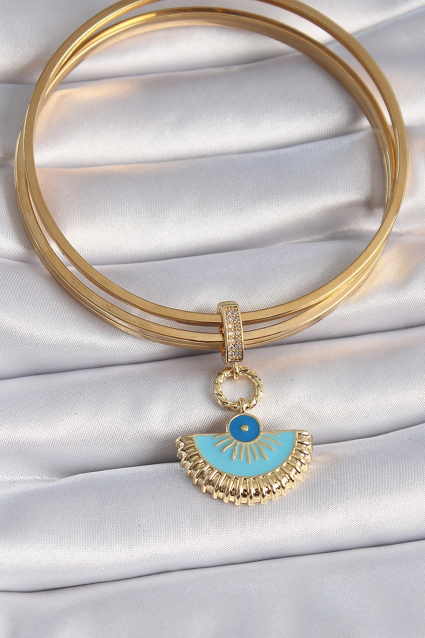 Nova Bazaar Pirinç Gold Renk Nazar Boncuklu Ajda Charm Altın