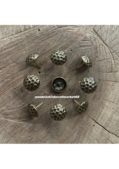 Dmr Kabara Raptiye Koltuk Çivisi Antik Sarı Eskitme Petek Çapı 16mm 100adet