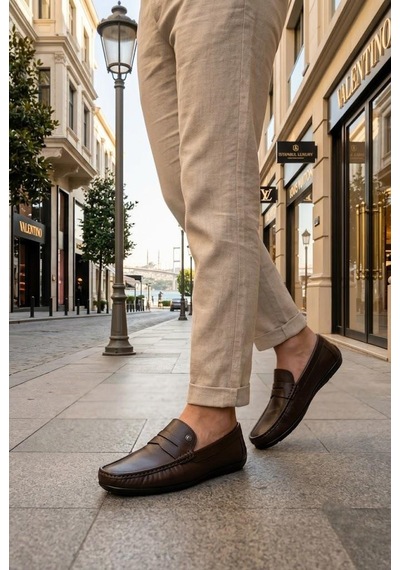 Pierre Cardin 90220 Rahat Esnek Hakiki Deri Erkek Loafer Ayakkabı Kahve