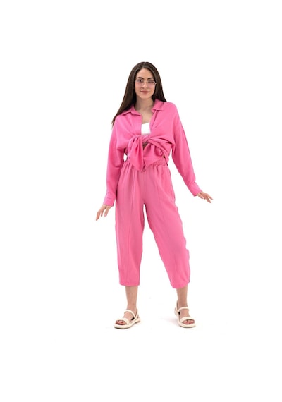 Wpr Krinkıl Kumaş Keten İkili Takım - Pembe-pembe Pembe