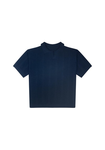Antebies Lacivert Dokulu Kısa Kollu Tshirt Bağlamalı Şort Triko Erkek Çocuk Takım