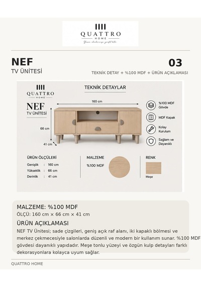 Nef Tv Ünitesi Sehpası Ahşap