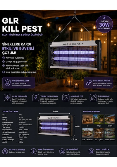 Glr Kf-6030 Sinek Öldürücü Lamba Uv Işıklı 30w Elektrikli Sivrisinek Tuzağı Işıklı Cihaz 001