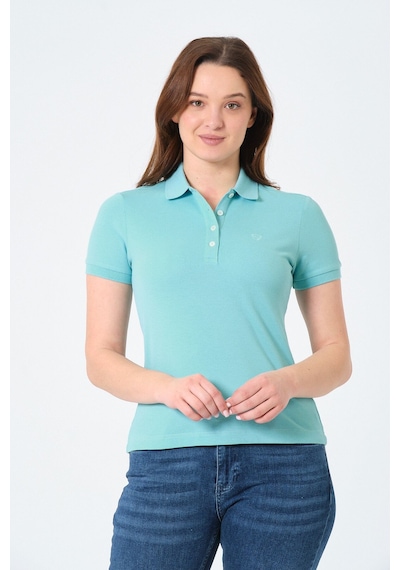 Msw Kadın Kısa Kollu Regular Fit Polo Yaka T-shirt Su Yeşili