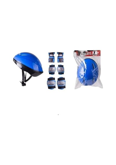 Paten Koruyucu Set Dizlik Dirseklik Kasklı Set Bisiklet Koruyucu Set Scooter Koruyucu Set Mavi