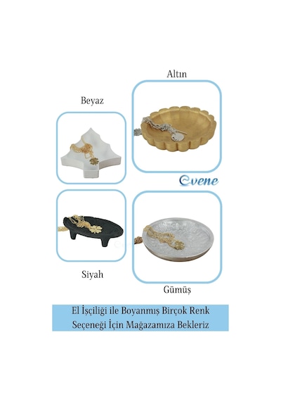 Dekoratif Kase Takı Kutusu Yüzük Kolye Kutusu Mum Tabağı Takı Organizer Model 6 - Altın
