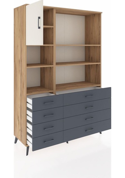 Hyperion Dolap 7 Raflı 8 Çekmeceli Tek Kapaklı 132x44x195 Çam-aytaşı/antrasit Aytası/antrasıt Hyperion Dolap 7 Raflı 8 Çekmeceli Tek Kapaklı 132x44x195 Çam-aytaşı/antrasit Aytası/antrasıt