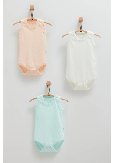 Altıntaş Baby Caramell Yumuşak Ve Nefes Alabilen %100 Pamuk 3'lü Body Set Kız Bebek Somon Somon