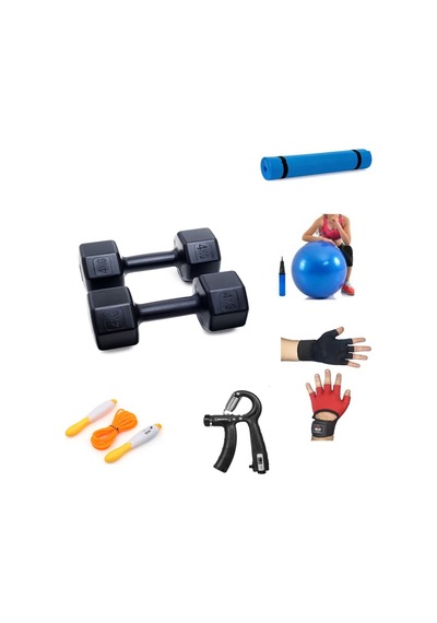Ps Spor 4 Kg Dambıl X 2 Adet 8 Kg + 5 Çeşit Plastes Ve Egzersiz Seti