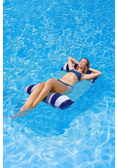 Fileli Premium Deniz Havuz Hamağı 4 Fonksiyonlu Havuz Deniz Yatağı 130x70 Cm Lacivert