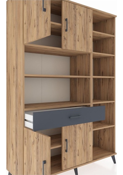 Hyperion Dolap 10 Raflı Tek Çekmeceli 4 Kapaklı 132x44x195 Çam-çam/antrasit Atlas Çam/antrasıt Hyperion Dolap 10 Raflı Tek Çekmeceli 4 Kapaklı 132x44x195 Çam-çam/antrasit Atlas Çam/antrasıt