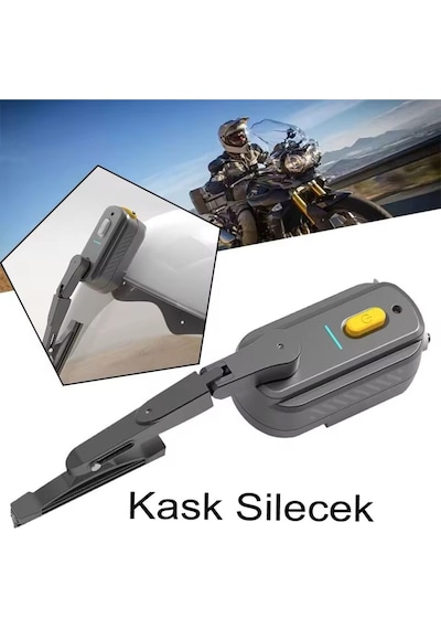 Evrensel Su Geçirmez Kask Silecek 1200 Mah Şarj Edilebilir Motosiklet Kask Cam Silecek
