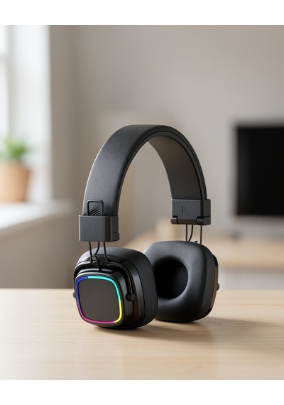 Bluetooth 5.3 Kulaklık, Renkli Işık Efektli Müzik Kulaklığı