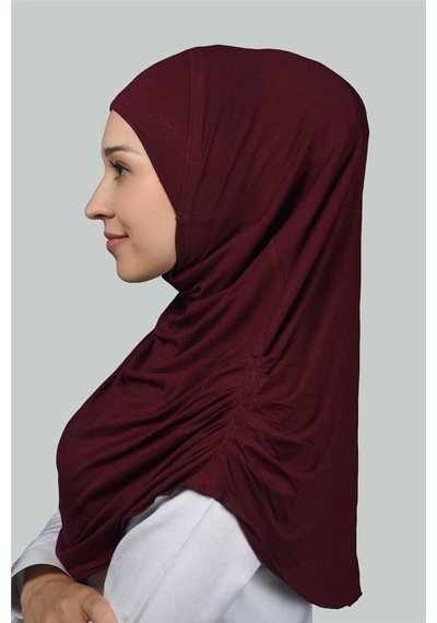 Altobeh Hazır Türban Büzgülü Pileli Pratik Eşarp Tesettür Hijab - Namaz Örtüsü - Bordo