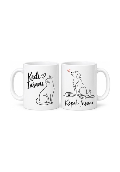 Bezos Kedi İnsanı Ve Köpek İnsanı 2'li Porselen Kupa Seti - Model 447 Bzstk Diğer