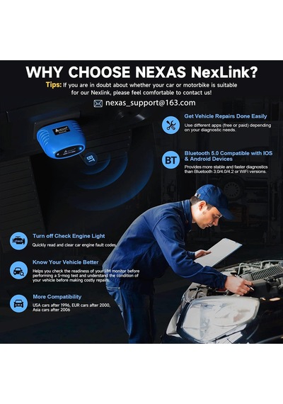 Nexas Car Scanner Bluetooth OBD 2 Araç Tanı Cihazı