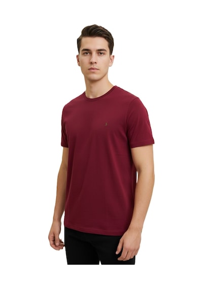 Lacaton 26-3330 Normal Beden Bisiklet Yaka T-shirt Bordo Bordo