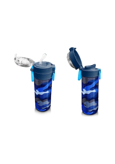 Coral High Erkek Çocuk İçin 500 Ml'lik Paslanmaz Çelik Termos/suluk - Lacivert Saks Kamuflaj Desenli Çok Renkli