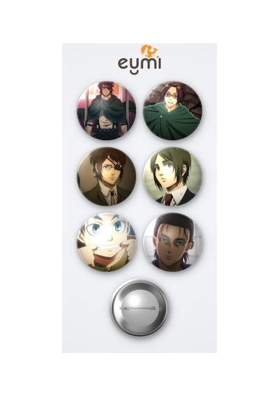 Attack On Titan Titana Saldırı Hange Zoe Anime Ve Eren Yeager Anime 6'lı Metal Rozet Seti 58mm İğneli Buton Çanta Yaka Rozeti Çok Renkli