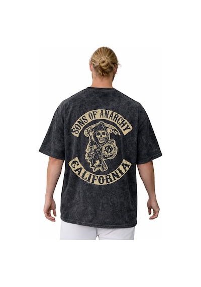 Sons Of Anarchy Rock Metal Müzik Grubu Sırt Baskılı Unisex Oversi Siyah
