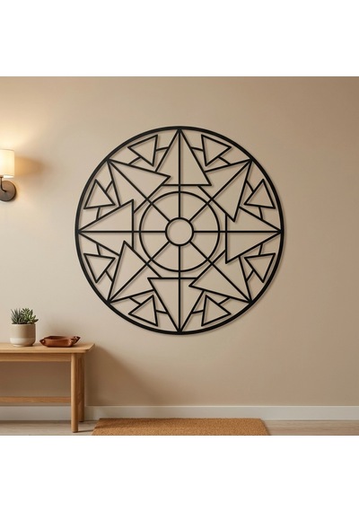 Geometrik Üçgen Mandala Siyah