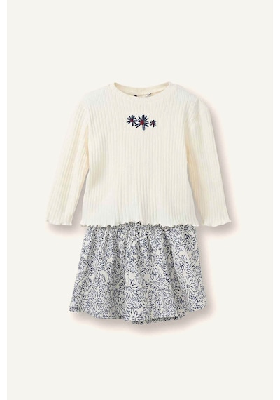 Defacto Floral Fitilli Kaşkorse 2li Takım Kız Bebek G8183a526smer105 Ekru-er105