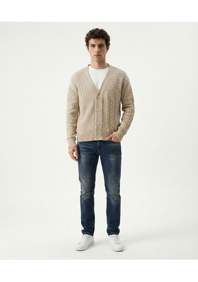 Loose Fit Erkek Hırka Taş