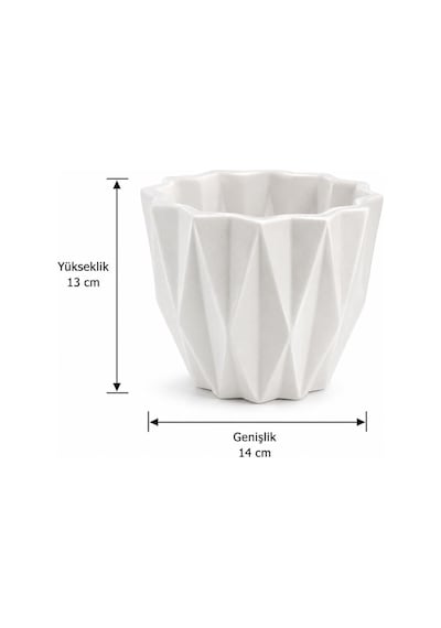 Lexroo Geometrik Desenli Beyaz Saksı, Masaüstü, Modern Minimalist Stil, Sukulent Ve Kaktüs Standart