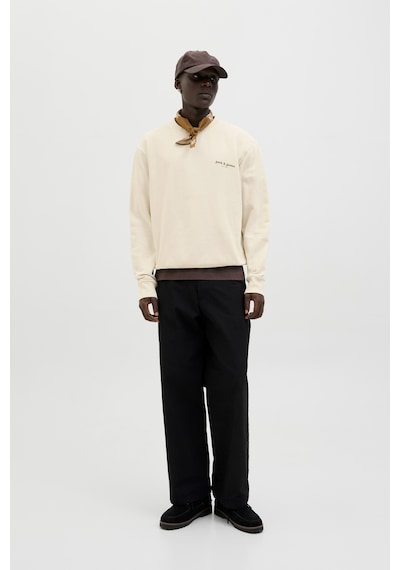 Jack & Jones Jjedover Prınt Sweat Crew Beyaz Erkek Sweatshirt 000000000102352988 Beyaz