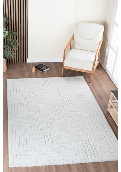 Norway Vl Bukleli Premium Yumuşak Peluş Post Iskandinav Oturma Odası Salon Halısı 70621-krem