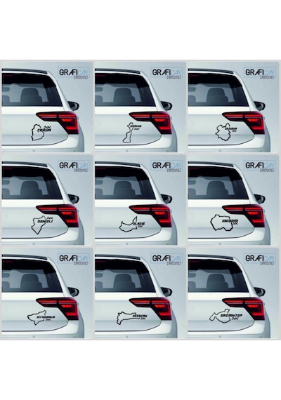 Harita Yarış Pisti Görünüm Sticker 2'Li Paket - 81 Il Parlak Siyah