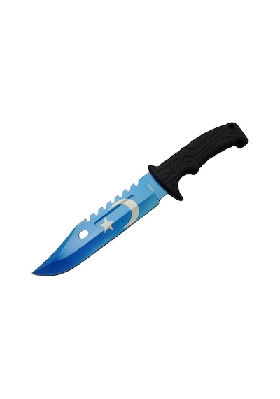 Ayyıldız Mf013bl Mavi Av Bıçağı 31cm - Testere Detaylı Bıçak, Kılıflı, Plastik Sap