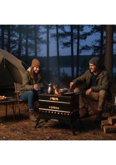 Igrıll Katlanabilir Izgaralı Portatif Ateş Çukuru Firepit