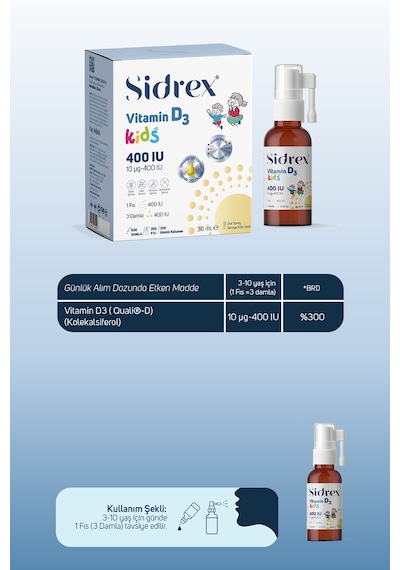 Vitamin D3 400 Iu Kids Çocuklar İçin Takviye Edici Gıda