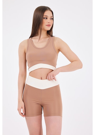 Scorp Sense Kadın Spor Büstiyer Kısa Biker Tayt Takımı Bej STANDART
