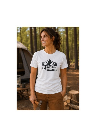North Whiskers "adventure Awaits" Dağ Ve Orman Baskılı Lacivert %100 Pamuklu Tişört Beyaz - 875668335 Beyaz - 875668335 Beyaz