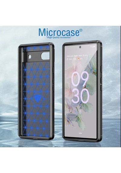 Google Pixel 6A Brushed Carbon Fiber Silikon Kılıf - Siyah