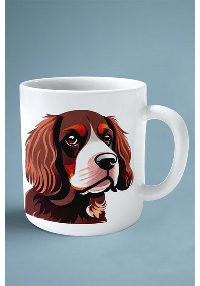 Spaniel Köpek Isimli Kişiye Özel Baskılı Kupa Bardak Renkli Canlı Çok Renkli