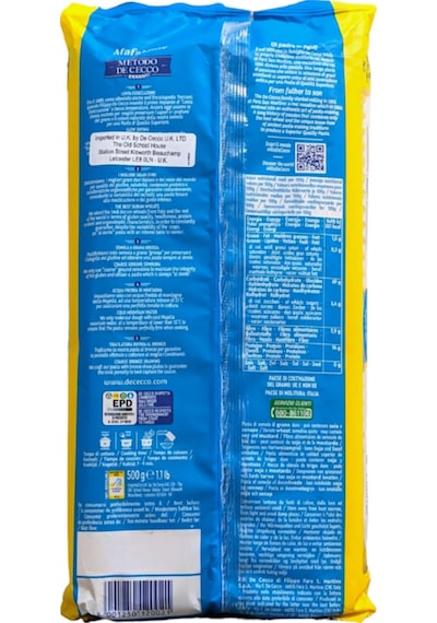 De Cecco Mafaldine 500 G İtalyan Makarna, Dalgalı Şerit Form Sos Tutucu